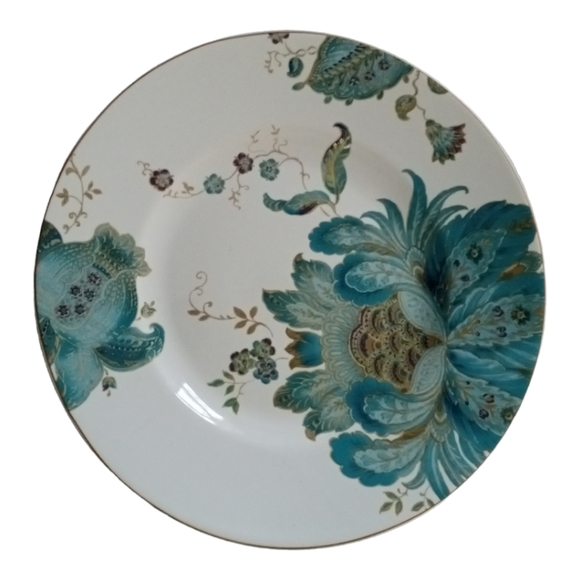 222 Fifth Eliza Teal Salad Snack Dessert Plate 9" Porcelain - Picture 2 of 7